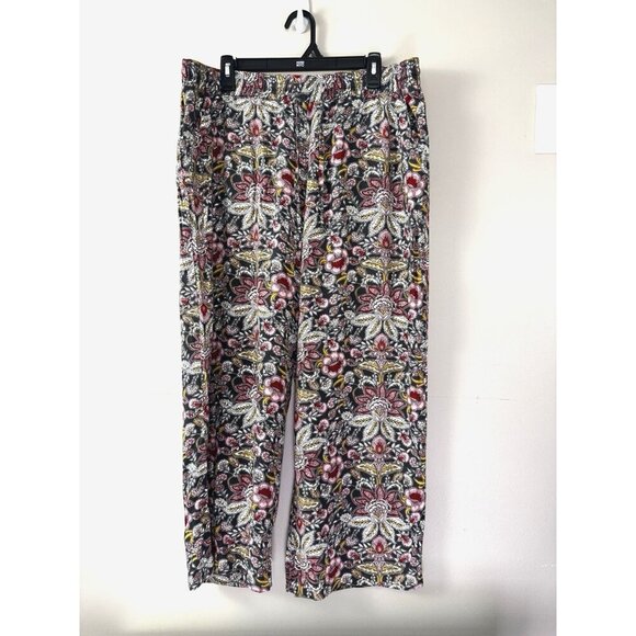 Boho Lagenlook 2X Wide Leg Lotus Paisley Floral Pants Artsy Festival Concert Fit - Picture 1 of 8